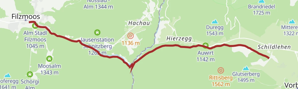 Route map: Ramsau Beach